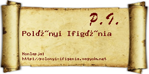 Polónyi Ifigénia névjegykártya